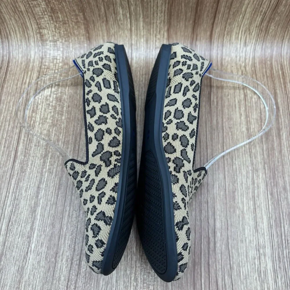 Rothy's THE LOAFER Spotted Leopard Print Flats Retired Blue Halo Women's Size 7